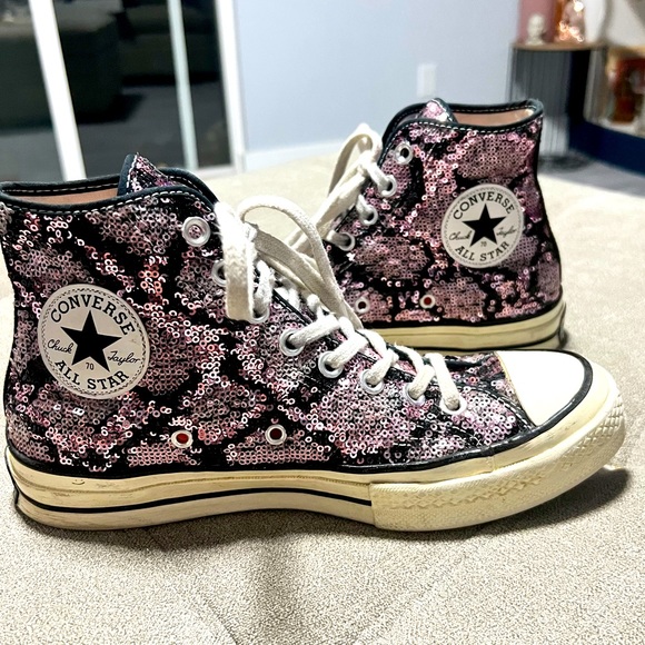 Converse Shoes Converse Glitter By You Chuck Taylor 85 Womens Purple Black Sparkle High Tops